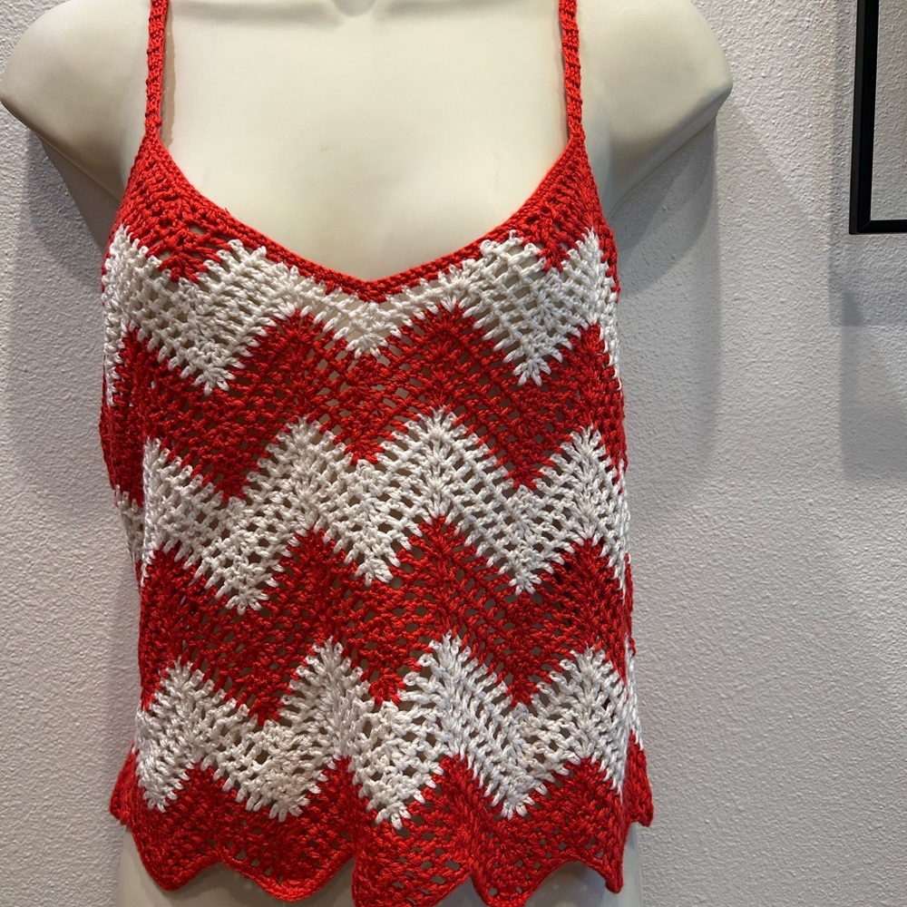 33 Coastal Crochet Chevron Tank Top